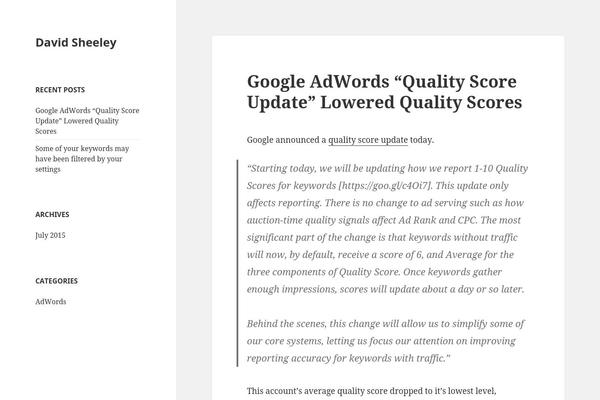 Twenty Fifteen theme site design template sample