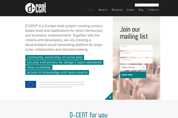 dcentproject.eu site used Dcent