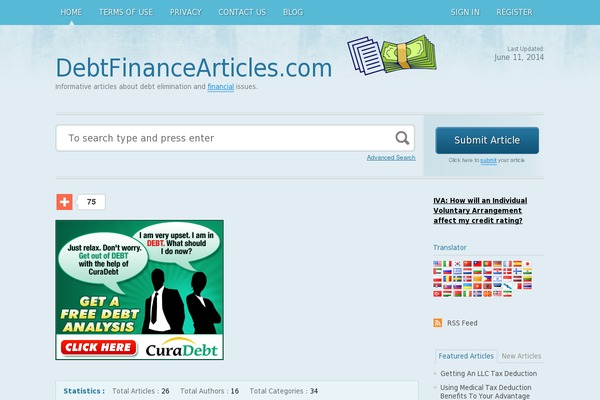 debtfinancearticles.com site used Articledirectory