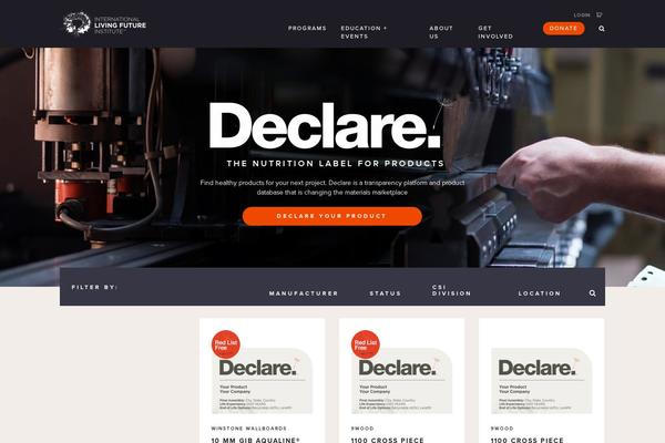 declareproducts.com site used Livingfuture