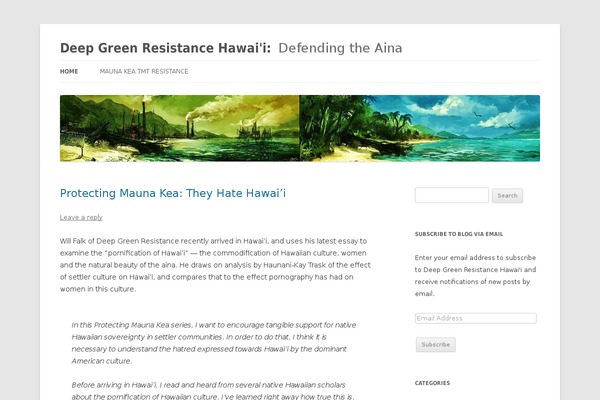 deepgreenresistancehawaii.org site used Twentytwelve-with-breadcrumbs