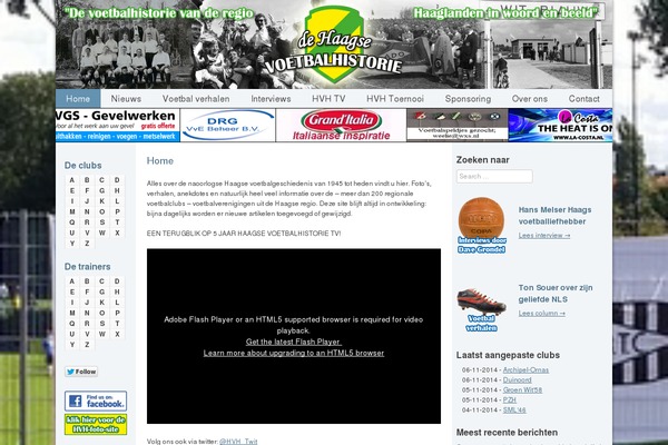 dehaagsevoetbalhistorie.nl site used Haagsevoetbalhistorie