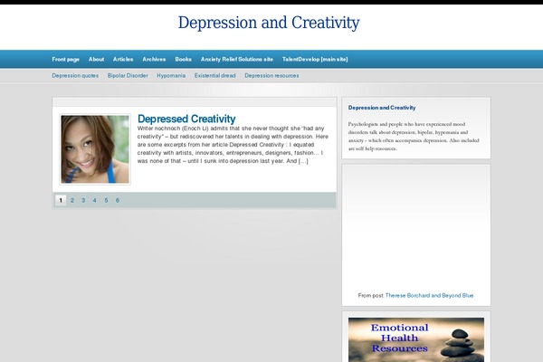 depressionandcreativity.org site used Wp-prolific-basic