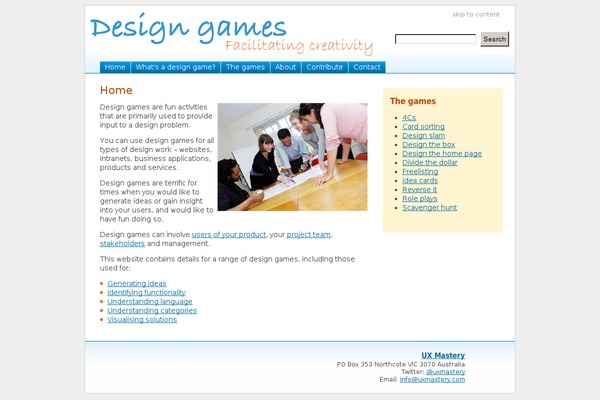 designgames.com.au site used Designgames