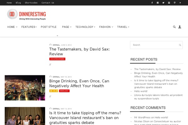 dinneresting.com site used Curated