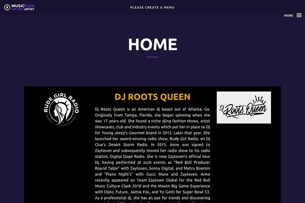 djrootsqueen.com site used Musicflex