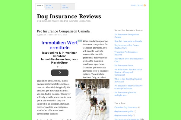 doginsuranceblog.com site used Travel Minimalist Blogger