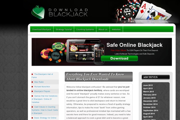 downloadblackjack.com site used Magazine Basic