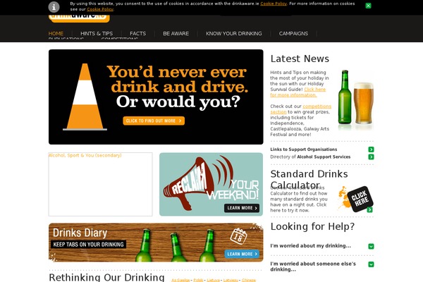 drinkaware.ie site used Drinkaware