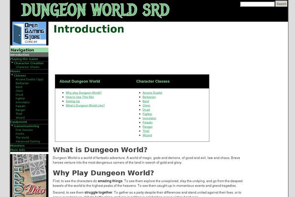 dungeonworldsrd.com site used Srdtheme