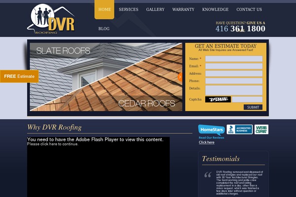 dvrroofing.ca site used Dvrroofing