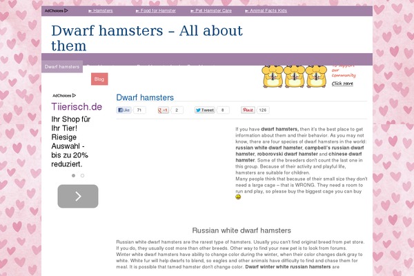dwarfhamsterfacts.com site used Light Clean Blue