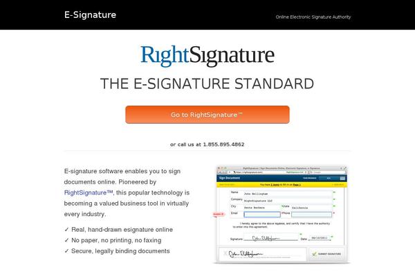 e-signature.com site used Announcement