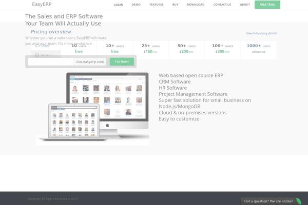 easyerp.com site used Easyerp_web