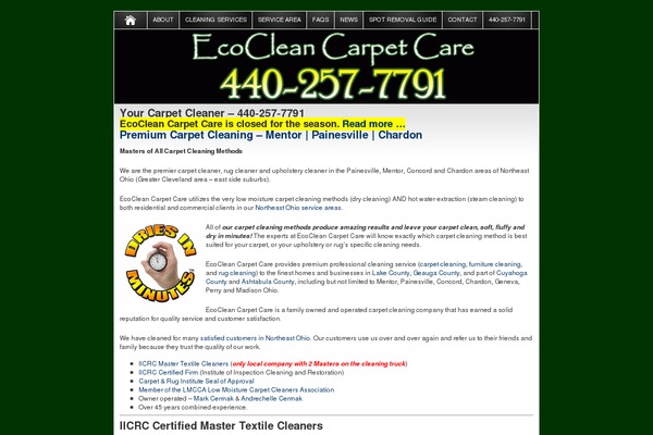 ecocleancarpetcare.com site used Flexx Theme