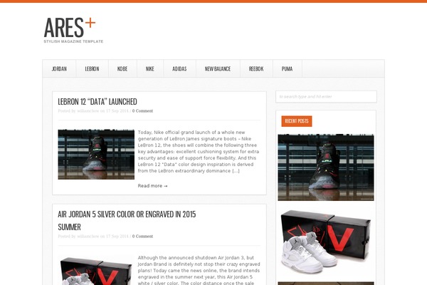 Ares theme site design template sample