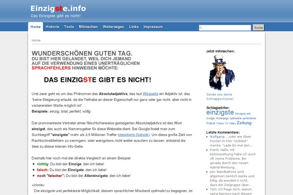 einzigste.info site used Rechtschreibung-child
