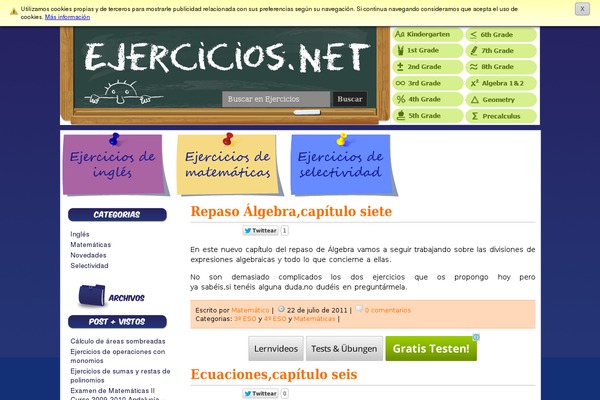 ejercicios.net site used Archivados-theme
