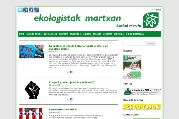 ekologistakmartxan.org site used Twentytwelve-ekologistak