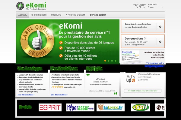 ekomi.fr site used Newekomitheme