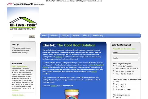 elastek.com site used Itwsealants
