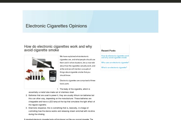 electroniccigarettesopinions.com site used Three Column Blue
