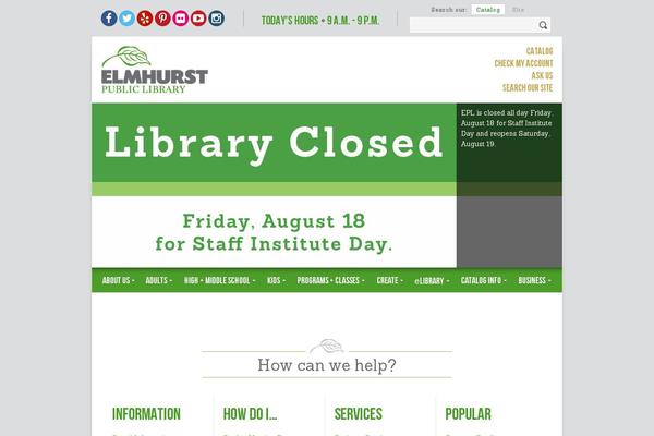 elmhurstpubliclibrary.org site used Elmhurst-public-library