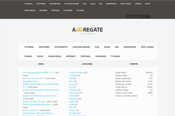 Aggregate theme site design template sample