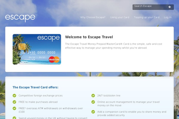 escapetravelcard.com site used Escape