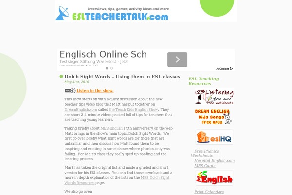 eslteachertalk.com site used Beastblog