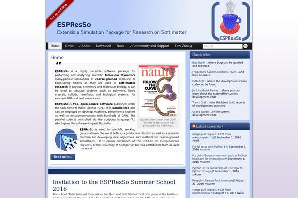 espressomd.org site used Graphene