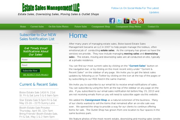 estatesalesmanagement.com site used Lbpro-responsive