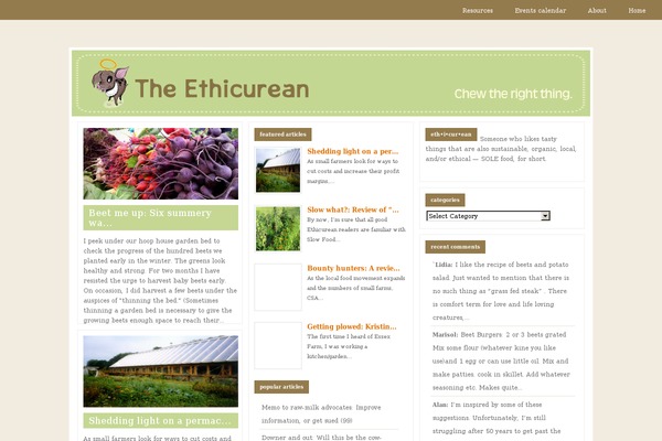 ethicurean.com site used Influx