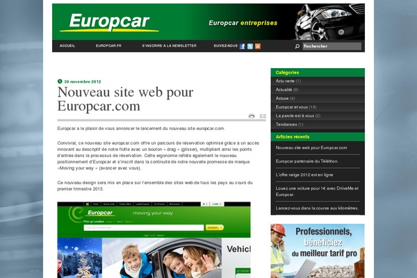 europcar-entreprises.fr site used Europcar2012