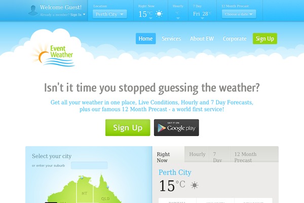 eventweather.com.au site used Ewblog