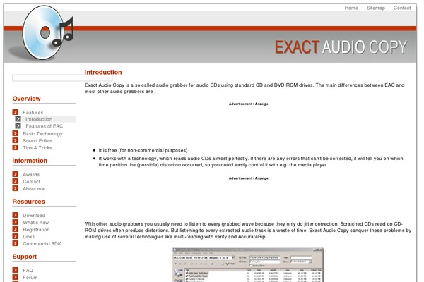 exactaudiocopy.org site used Eac