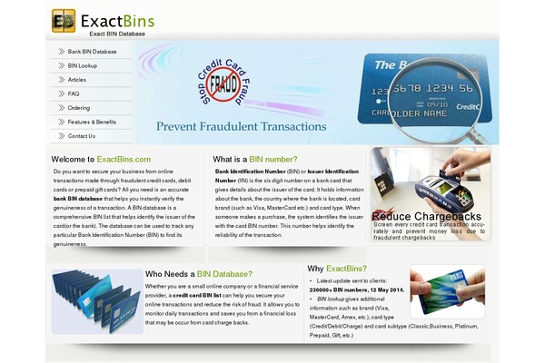 exactbins.com site used Exactbins-main