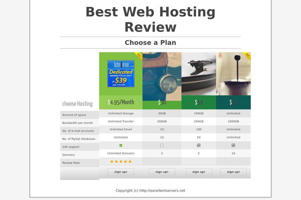 Webhosting theme site design template sample