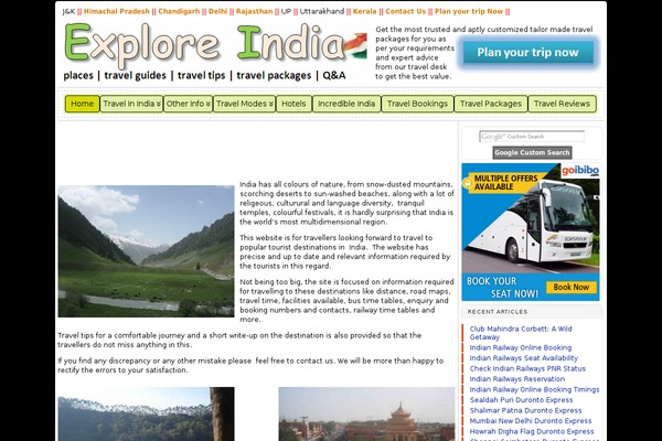 exploreindia.in site used Sunrise-theme