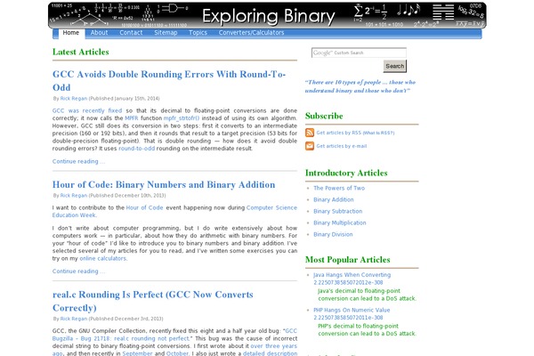 exploringbinary.com site used Exploringbinary