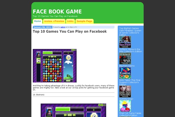 facebookgame.net site used JNB Multicolor Theme