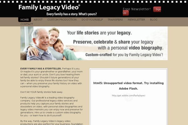 familylegacyvideo.com site used Flv-responsive