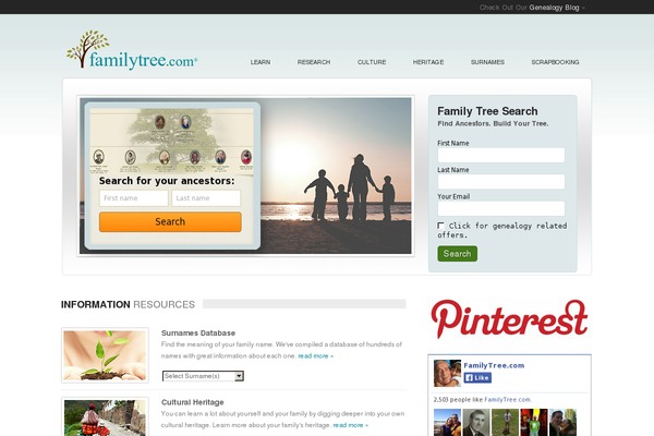 familytree.com site used Family Tree