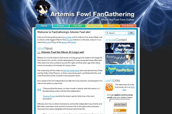 fangathering.com site used Artemis-fowl-v4