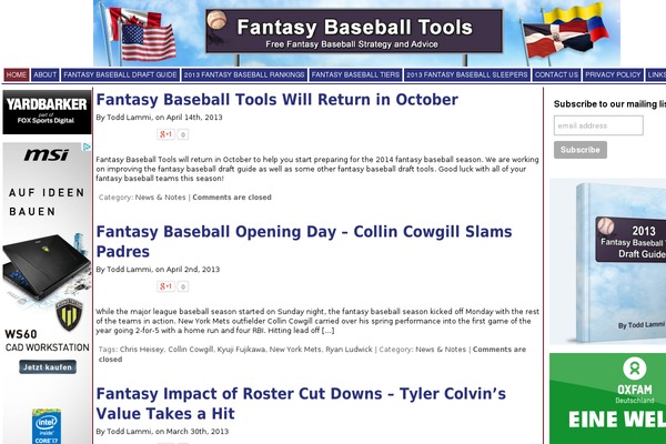 fantasybaseballtools.com site used Progression