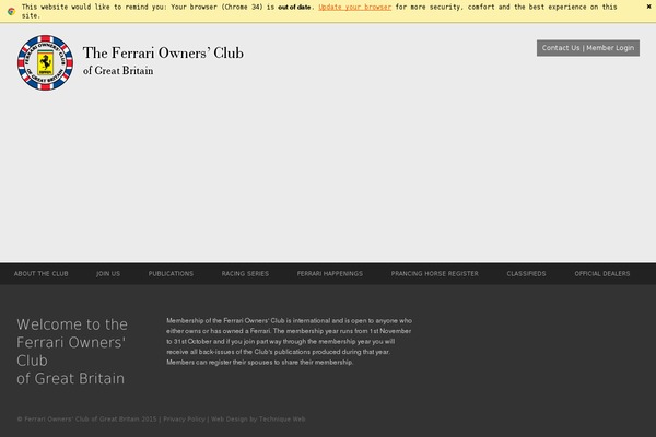 ferrariownersclub.co.uk site used Customisation