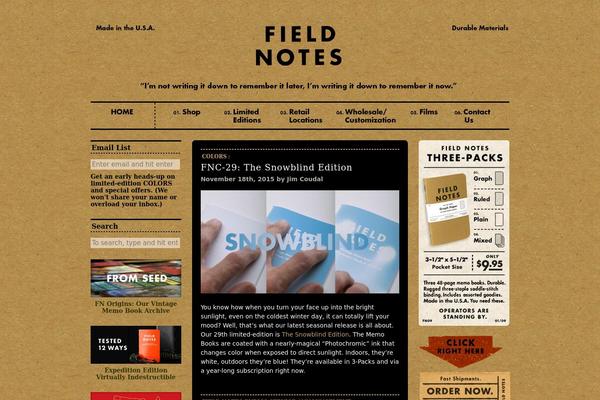 fieldnotes.us site used Fieldnotes