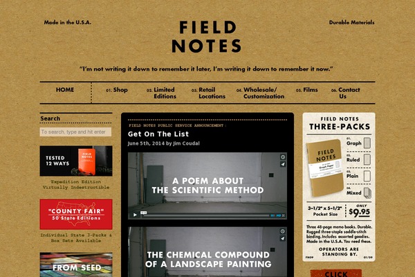 fieldnotes theme websites examples