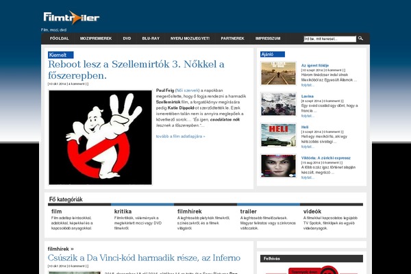 filmtrailer.hu site used PressBook News Dark