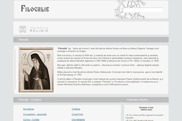 filocalie.ro site used Religio_theme